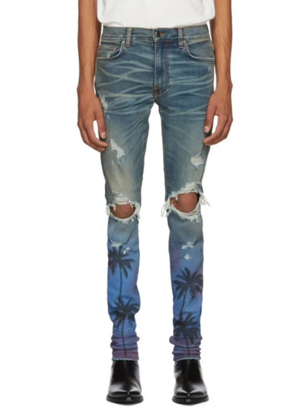 AMIRI Indigo Night Palm Thrasher Jeans Size 32